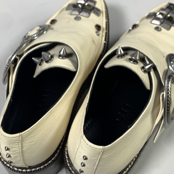 Coach Western Creeper Studded Leather Shoes G3399 Chalk Size 5.5 - Picture 11 of 15